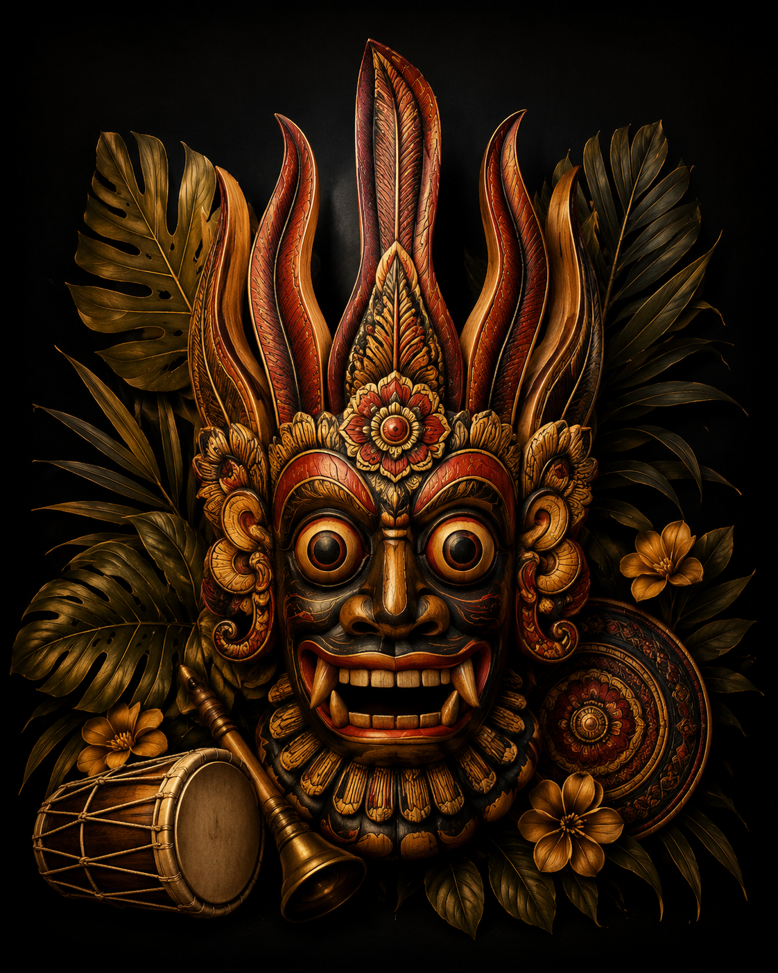 Sri Lankan Sanni Yaka inspired heritage artwork
